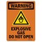Signmission Safety Sign, OSHA WARNING, 14" Height, Explosive Gas Do Not Open, Portrait OS-WS-D-1014-V-13169 - alternate 1